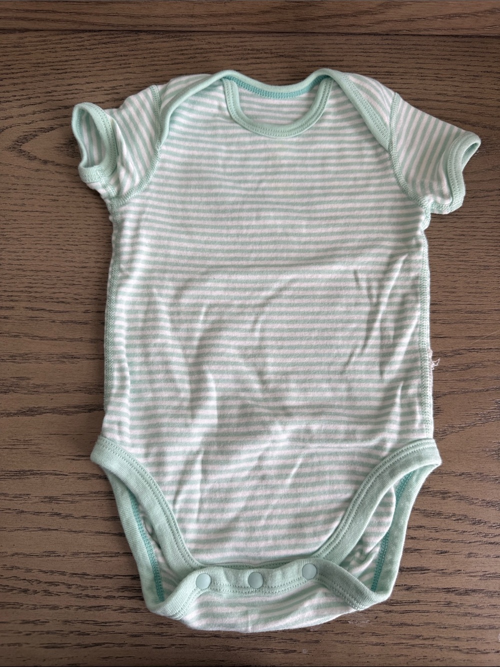 Uniqlo Mint & White Striped Baby One-Piece Bodysuit